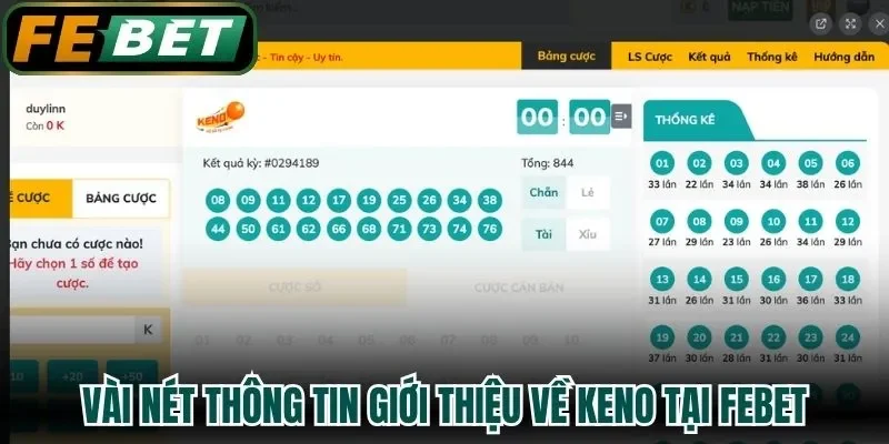 Vài nét thông tin giới thiệu về Keno tại FEBET